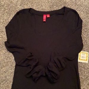 NWT Juniors Black Long-sleeved Ribbed Tee XL
